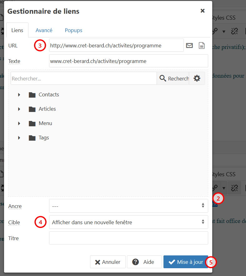 Gestionnaire de liens