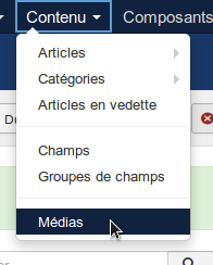 Menu: Site > Gestion des médias Menu: Contenus > Médias